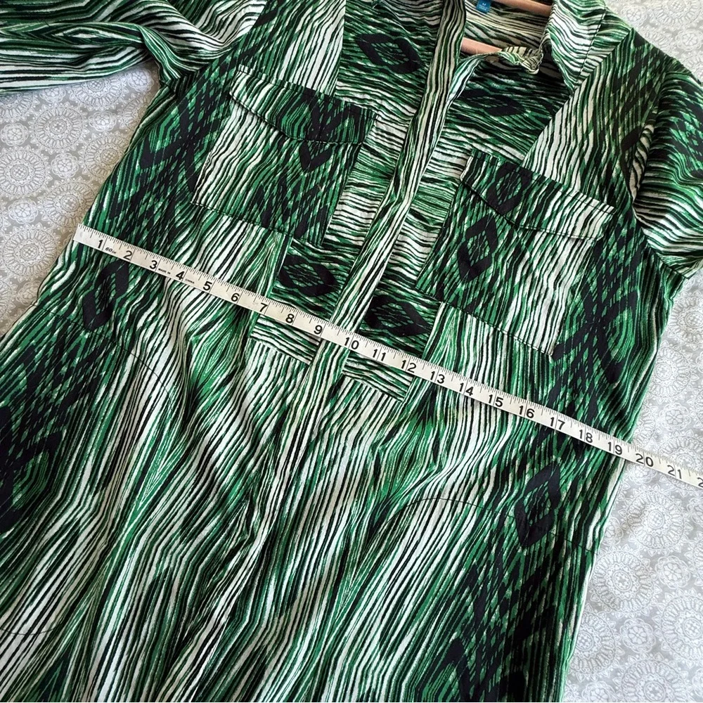 Derek Lam for DesignNation Green Woodgrain Print Cotton Tunic Dress Size M NWOT - Picture 8 of 10